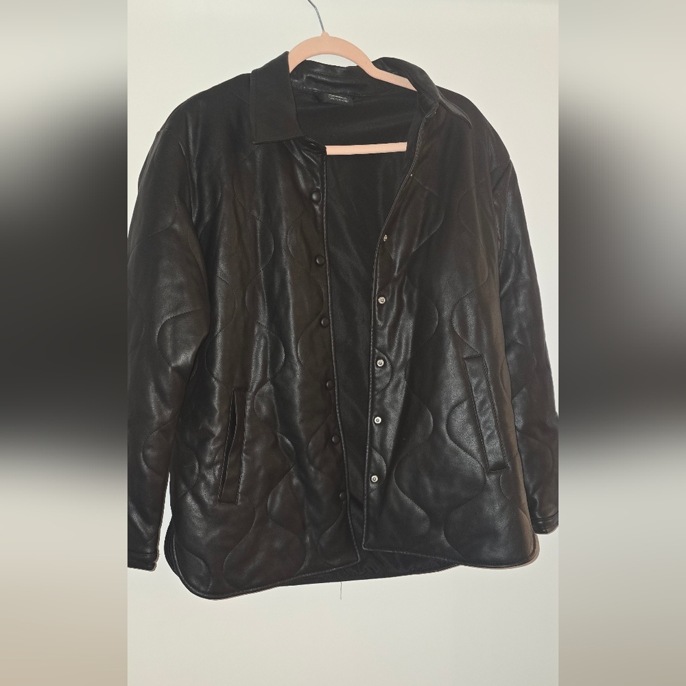 Black Pull & Bear Leather Jacket – Size S – Worn Once – Like New